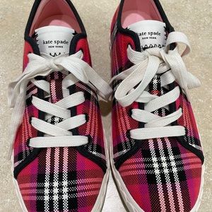 Kate Spade Shoes Sneakers Plaid Lace Up Vale Pink